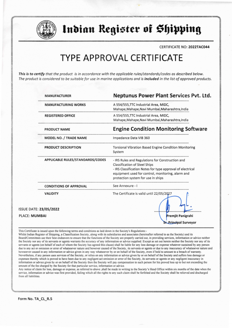 IRS Class- Type Approved Certificate